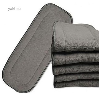 [COD] 5 Layer Nappy Microfiber Bamboo Charcoal Cloth Diaper Insert Reusable Washable