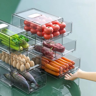 kitchen drawer Drawer Design Drain Stacking Food Grade Transparent Fruit Vegetable Storage Box Refrigerator
