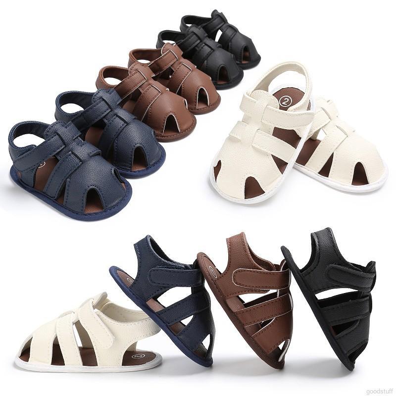 Summer Baby Boys Hollow Out Infant PU Leather Soft Soled Beach Crib Shoes