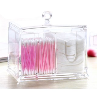 Make up Storage Box Clear Acrylic Cotton Pad Swab Cosmetic Organizer/Kotak Simpanan Alat Solek/Kapas