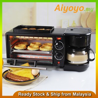 3 in 1 Breakfast Maker Toaster Coffee Machine Oven Electric Frying Multifunction