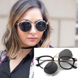 Black Men Women Sunglasses Vintage Punk 2 In 1 Sunglasses Mirror Brand Design Trend Clip On Sunglasses Oculos De Sol (1)
