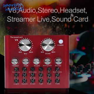 Ready Stock♚V8 Audio Stereo USB Headset Microphone Webcast Streamer Live Sound Card