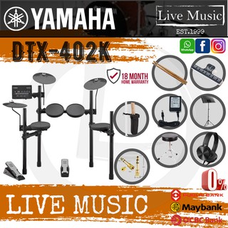 Yamaha DTX402K Digital Drum Electronic Drum Set with Headphone, Drum Throne and Drumsticks (DTX-402K)