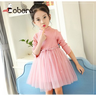 BOBORA Kids Girls Dress Casual Long Sleeve Princess Costume Baby Solid Print