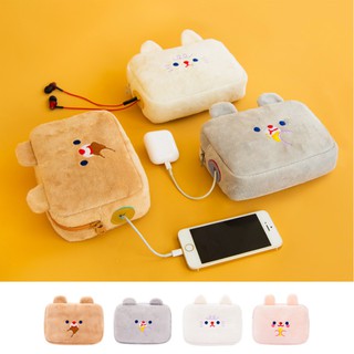 💖Power Bank Smartphone Portable Cute Plush Pouch Case Purse Package Bag Fashion 可爱卡通毛绒笔记本电源包方便便携充电器宝数据线手机方便出门收纳包