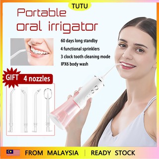 【Ready stock】Portable Electric Oral Irrigator Waterpulse Flosser Dental Flosser Rechargeable Teeth Cleaner Oral Hygiene