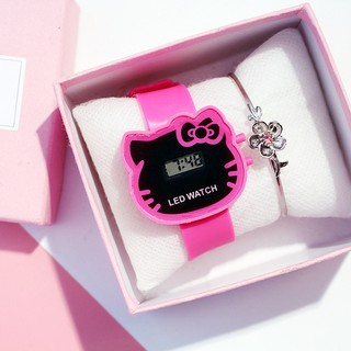 Kids Watch LED Hello Kitty Cute Cat Electronic Silicone Watches