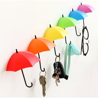 💖Ready Stock💖3Pcs Cute Colorful Umbrella Wall Hook Hair Pin Key Holder Organizer Decor Gifts Cute sticky hook seamless wall hook Cangkuk Dinding 壁鈎