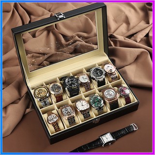 【⚡Best price】10/12Slot PU Leather Watch Display Box Jewellery Storage Organizer Case Watch Case Box