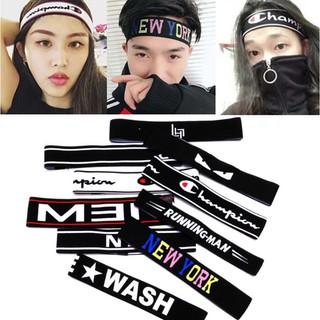 Korean new men and women letter elastic headband running fitness yoga hair band
