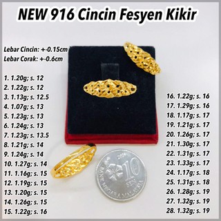 NEW GOLD 916 Cincin Fesyen Kikir 1g 6 Sept (1)