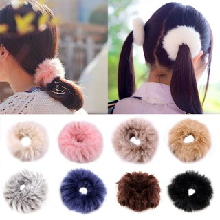 Fashion Women Girls Fluffy Faux Fur Furry Scrunchie Elastic Hair Ring Rope Band (1)