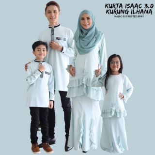 Sale !! Baju Sedondon Kurung Ilhana & Kurta Isaac Fosted Mint | Baju Raya | Family Set | Ready Stocks