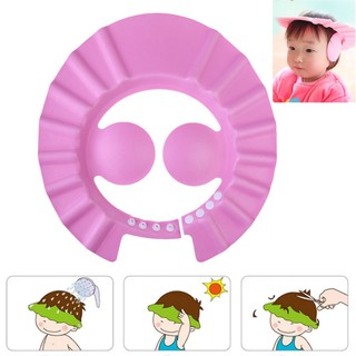 Baby Shower Cap with Ear Protection Pads Adjustable baby shower cap Pink colour