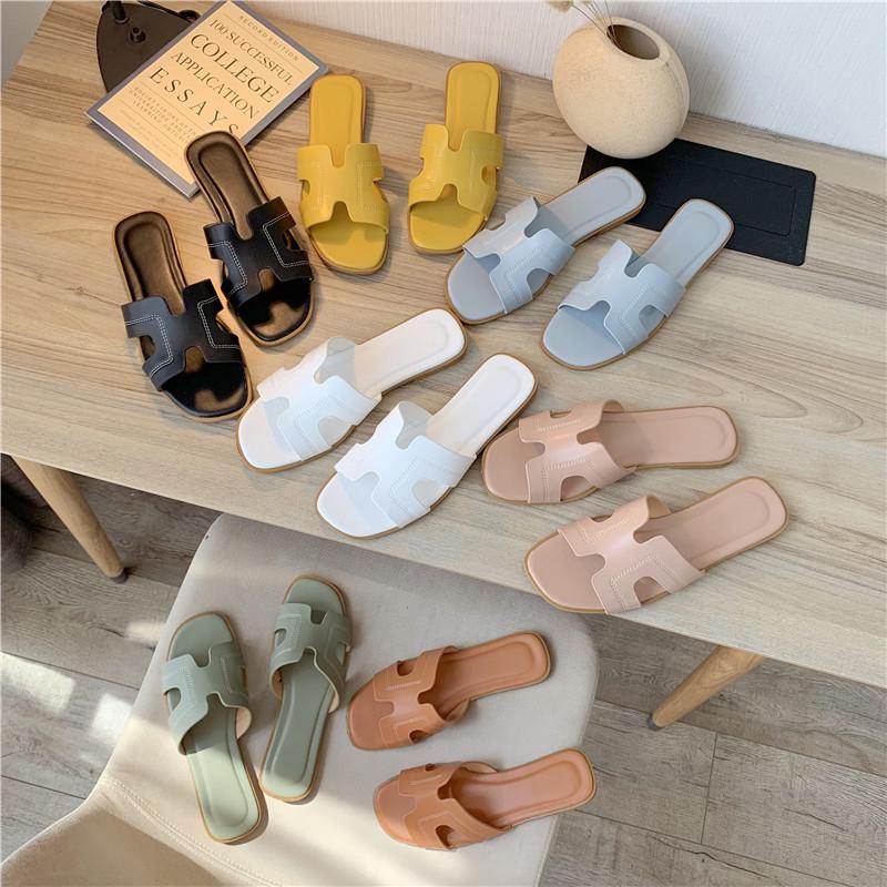 Fashion H Slippers Women Summer Out Wear New Flat Beach Sandals and Slippers Women (1)