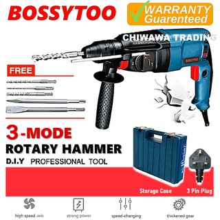 BOSSYTOO 900W 3 Mode Rotary Hammer Drill Speed Control Chiseling Impact Drilling Screw Driver Power Tool 5pcs Drill Bit