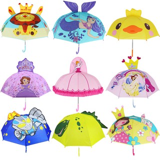 Ins Kids Umbrella Three Dimensional Ear Cartoon Frozen Umbrella Ultra Light Fiberglass Umbrella Bone