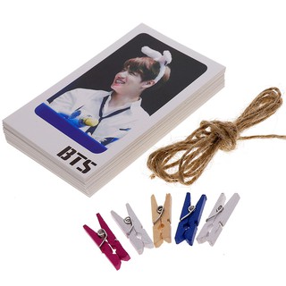 32PCS/Pack KPOP BTS TWICE WANNAONE GOTS LOMO Card with Colorful Clip Rope