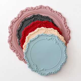 Exported to South Korea Retro Embossed Placemat Bowl and Plate Mat Insulation Pot Mat Vase Table Lamp Silicone Lace Mat