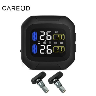 CAREUD Motorcycle Bicycle TPMS Tire Tyre Pressure Monitor System 2* Internal Sensor
