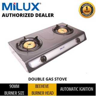 Milux Double Burner Gas Cooker Epoxy Body Dapur Gas Stove Random YS-023 OR YS-3030 & Random Gas Regulator Complete Set