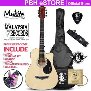 Mukita by BLW 38 Inch Cutaway Acoustic Guitar / Gitar Akustik Starter Pack Beginner Package (1)