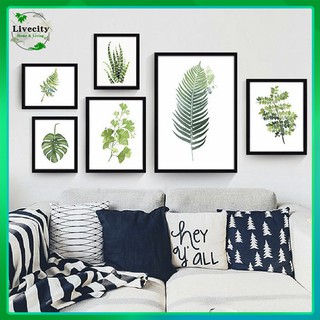 LiveCity Concise Rural Green Plant Leaves Canvas Painting Modern Wall Art