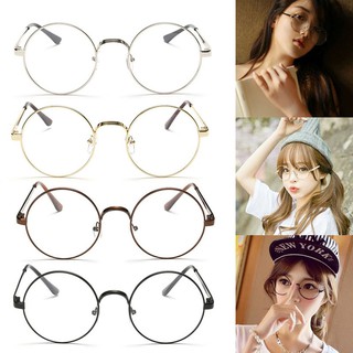 Chic Round Metal Eyeglasses Retro Big Round Metal Frame Clear Lens Glasses Spectacles