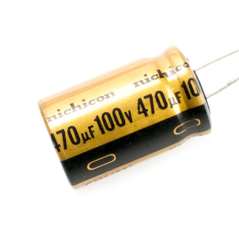 Electrolytic Capacitor GOLD NICHICON FW(M) FOR Audio 100V 470UF 85°C (1)
