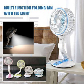 LR2018 Rechargeable Fan with LED Emergency Light Foldable Portable Light Weight