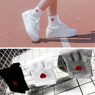 Fashion Sweet Heart Pattern Socks / Girls Kawaii Cute Casual Sock / Comfortable Spring Summer Autumn Winter Breathable Soft Cotton Ankle-High Socks / Women Daily Socks