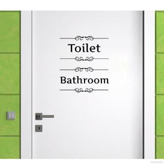 Stiker Dinding Removable Motif Tulisan untuk Kamar Mandi / Toilet WC (1)