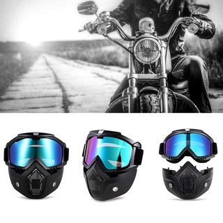 Motorcycle Ski Bike Open Face Mask Detachable Goggle Helmet Glasses Universal
