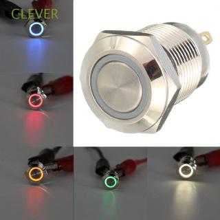 CLEVER 12V 12mm LED Power Push Button Switch Momentary Waterproof Metal 4 Pin