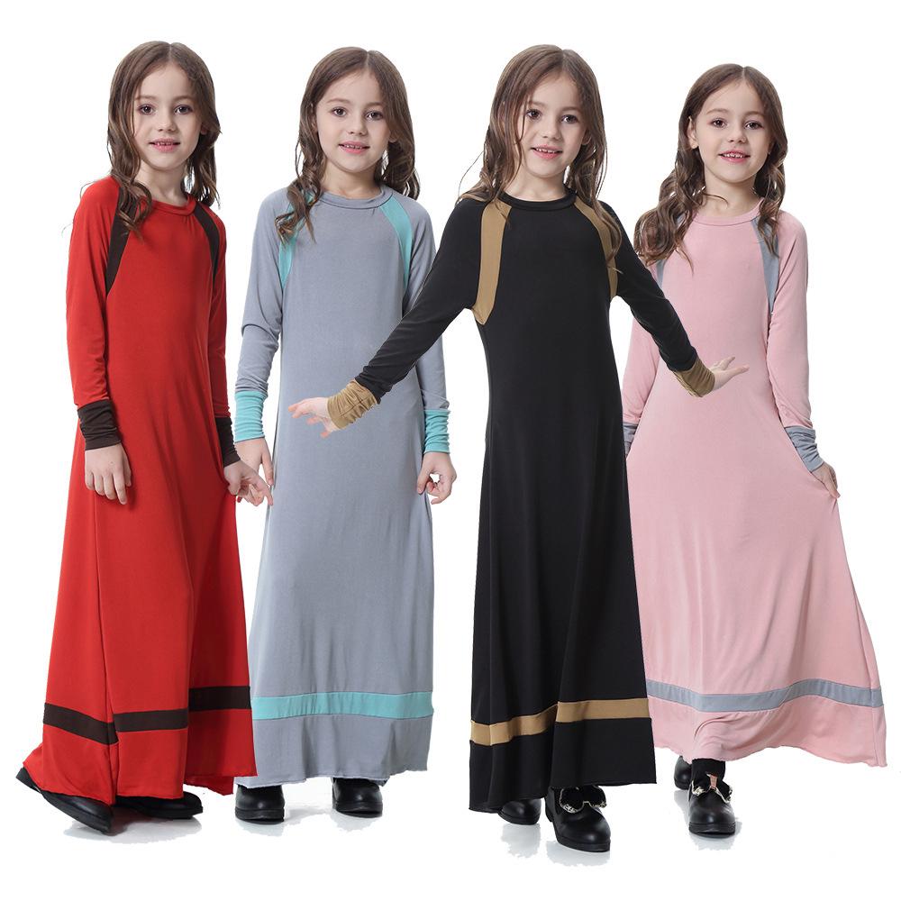 Kids Muslim Baju Kurung Jubah Kanak Budak Perempuan Girls Long Sleeve Modern Robe Maxi Dress Clothes new year dress gift
