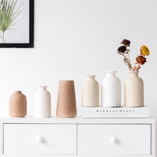 Frosted Ceramic Vase Stoneware Round Bottles Creative Home Furnishings Nordic Retro Pastoral Crafts