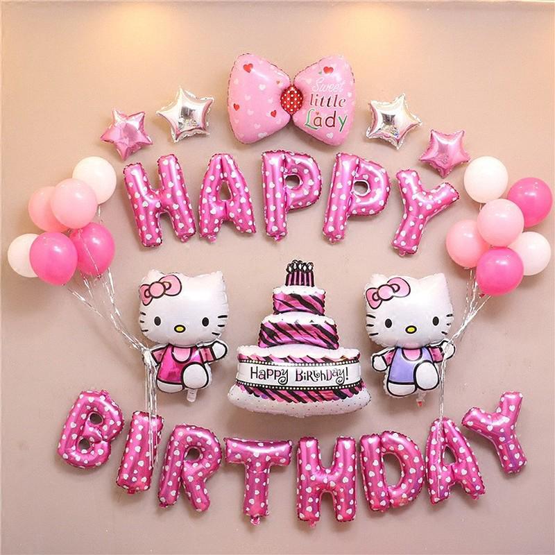 33pcs/set Hello Kitty Theme Happy Birthday Party Balloons Decoration set