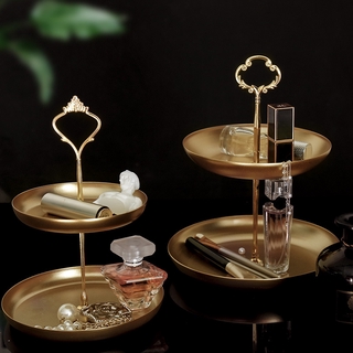 Dual Tier Jewelry Display/Storage Stand | Organize all your Gems & Decorations on the Beautiful Golden Tray |