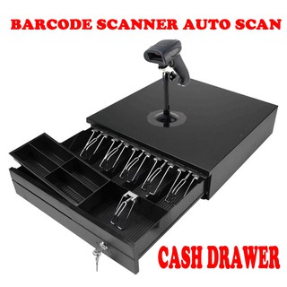 SSM Professional POS Cash Drawer Money Box With Barcode Scanner With Stand