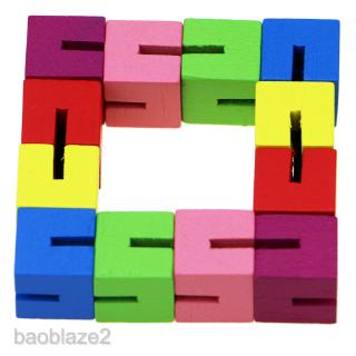 String of 12 Block Wooden Fidget Puzzles Toy