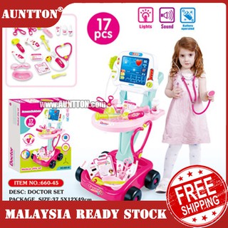 Auntton Set Mainan Doktor Jururawat Medik Untuk Kanak-Kanak /17pcs Set Doctor Kit Pretend Play Toy Nurse Medical Playset