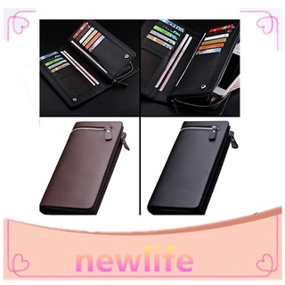 【NEWLIFE】 Men Leather Card Holder Long Zipper Wallets Clutch Purse Wallet (2)