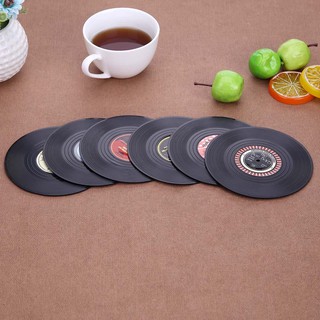 6pcs/set Round Anti-slip Heat Resistant CD Vinyl Record Coasters Placemat