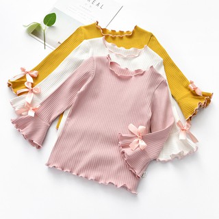 3-8Yrs Kids Girls Tshirt Casual Autumn Baby Girl Blouse Long Sleeve Cute Cotton T Shirt Tops