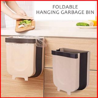 Wall-mounted Foldable Trash Portable Kitchen Cupboard Door Garbage Can Folding Hanging Trash [READY STOCK]