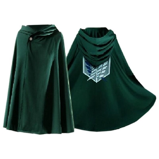 【Available】 Anime Attack on Titan Unisex Cosplay Costume Green Cloak Scouting Legion Hooded Jacket Superior Quality Gift for kids