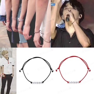 KPOP BTS SUGA JIMIN Bracelet Hand Rope Hand-woven with Silver Lucky Beads