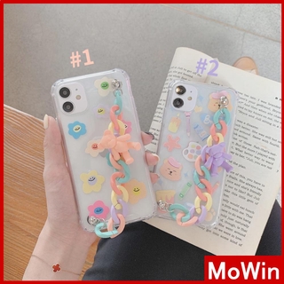 Mowin - iPhone Case Transparent Acrylic Shockproof With Wrist Strap Bear Candy Color Chain Cute Style Pro X 11 8 7 SE MAX 8plus Max iphone SE2020 XS 7plus Xr 🥑MW🥝