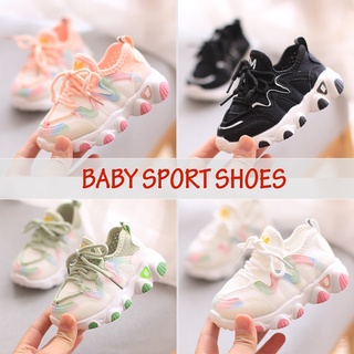 Baby Shoes Kid Casual Anti Slip Sport Shoes Boy Girl Running Shoes Newborn Walk Outdoor Lace Shoe Kasut Sukan Bayi Kanak